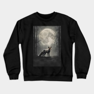 Fox in the Foggy Dark Forest Vintage Art Crewneck Sweatshirt